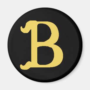 Magnet-mit Monogramm Buchstabe B (rundes Schwarzes Magnet