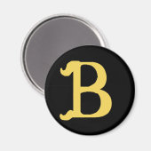 Magnet Mit Monogramm Buchstabe B (schwarz, rund) (Vorderseite/Rückseite)