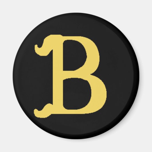 Magnet Mit Monogramm Buchstabe B (schwarz, rund) (Vorne)