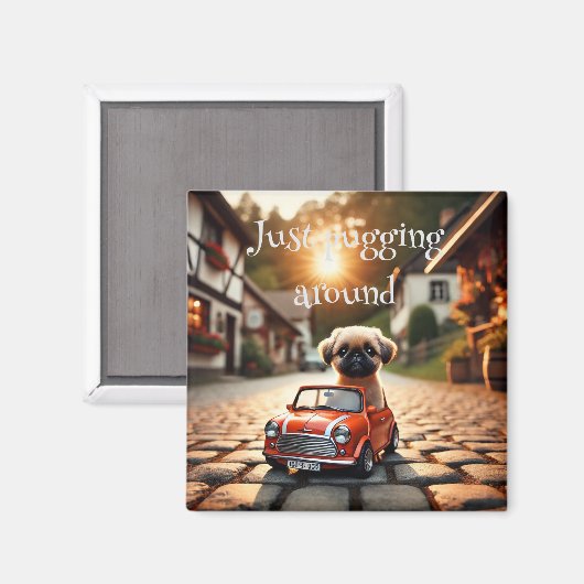 Magnet mit Mops und Mini Morris  (Vorderseite/Rückseite)