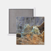 Magnet mit neugierigen Eidechsen (Vorderseite/Rückseite)