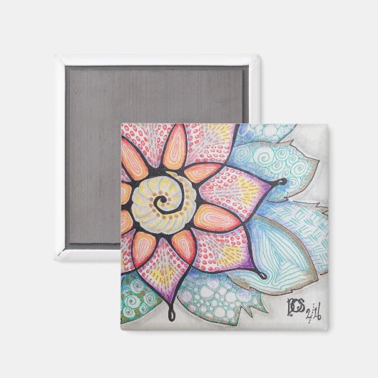 Magnet mit originaler Blume (Vorderseite/Rückseite)