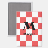 Magnet mit rotem Karomuster-Hintergrund (Vorderseite/Rückseite)
