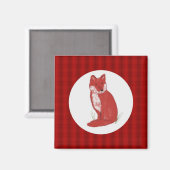 Magnet mit roter Pastellfox-Illustration und (Vorderseite/Rückseite)