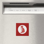 Magnet mit roter Pastellfox-Illustration und (In Situ (Geschirrspüler))