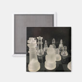 Magnet mit Schachbild. Schwarzer Hintergrund. (Vorderseite/Rückseite)
