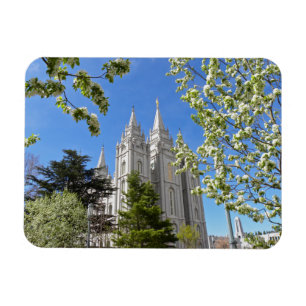 Magnet mit SLC Tempel mit weißen Blumen
