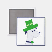 Magnet mit St. Patrick's Day-Hund und Kleeblatt (Vorderseite/Rückseite)