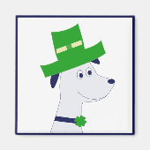 Magnet mit St. Patrick's Day-Hund und Kleeblatt (Vorne)