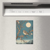Magnet - Moonlit Bird on Blossom Branch (In Situ (Geschirrspüler))