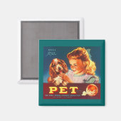 MAGNET ~ PET ORANGEN - COCKER SPANIEL FRUCHTETIKET (Vorderseite/Rückseite)