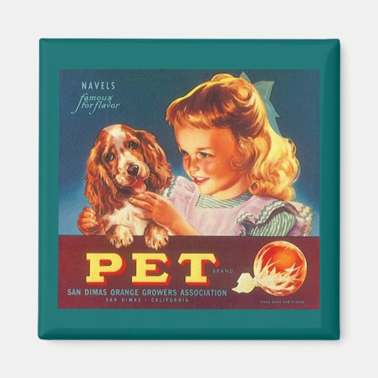 MAGNET ~ PET ORANGEN - COCKER SPANIEL FRUCHTETIKET (Vorne)