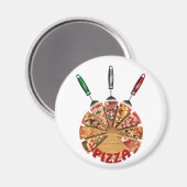 Magnet Pizza auf der Schneideplatte (Vorderseite/Rückseite)