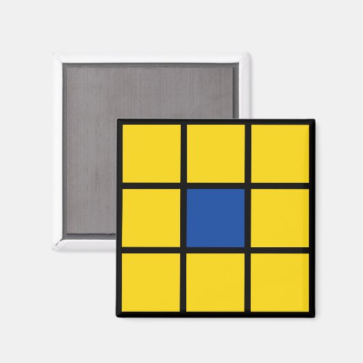 Magnet Quadrate Blume Gelb Blau (Vorderseite/Rückseite)