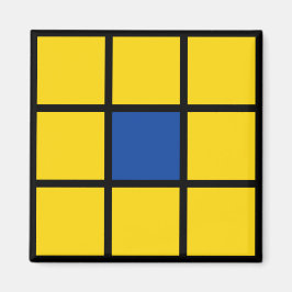 Magnet Quadrate Blume Gelb Blau