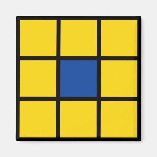 Magnet Quadrate Blume Gelb Blau (Vorne)