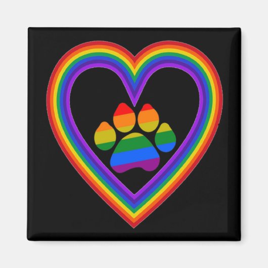 Magnet-Regenbogenherz mit Pfote Magnet (Vorne)