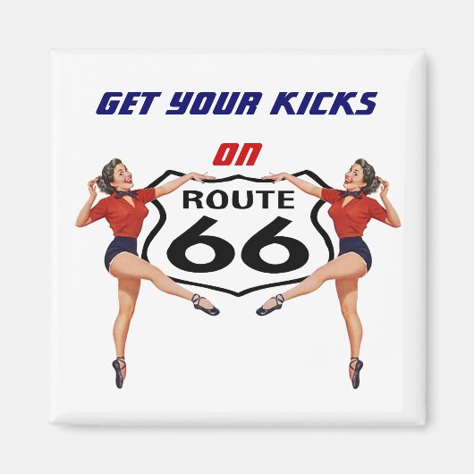 Magnet ~ RETRO "KICKS" GALS Auf Route 66 (Vorne)