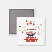 Magnet ~ RETRO Mitte des Jahrhunderts Grillabend (Vorderseite/Rückseite)