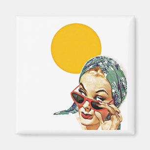 Magnet ~ RETRO stilvolle Dame hinter roter