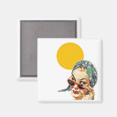 Magnet ~ RETRO Stilvolle Lady hinter Red Sunglasse (Vorderseite/Rückseite)