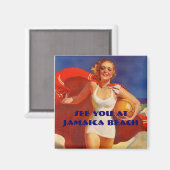 Magnet ~ RETRO Stilvolle Swimsuit Lady am Strand (Vorderseite/Rückseite)
