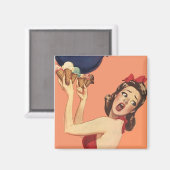 Magnet ~ RETRO Überraschtes Party Mädchen (Vorderseite/Rückseite)