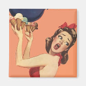 Magnet ~ RETRO Überraschtes Party Mädchen (Vorne)