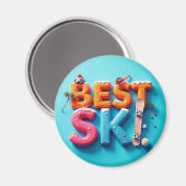 Magnet Rond Frigo - Design Unique - BEST SKI (Vorderseite/Rückseite)