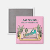 Magnet - rosa Gartenarbeit (Vorderseite/Rückseite)