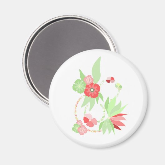 Magnet rosa Tropenblumen (Vorderseite/Rückseite)