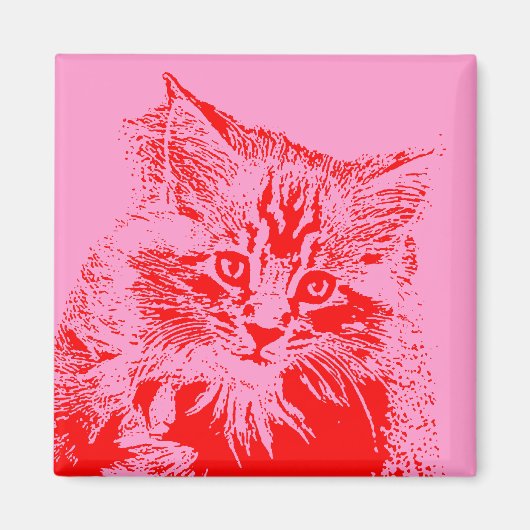 Magnet Rosa und Rote Katze (Vorne)