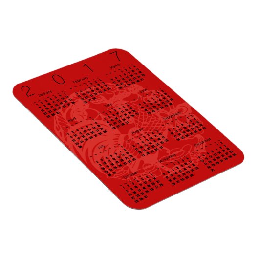 Magnet Roter Paperschnitt Rooster Kalender 2017 (Rechte Seite)