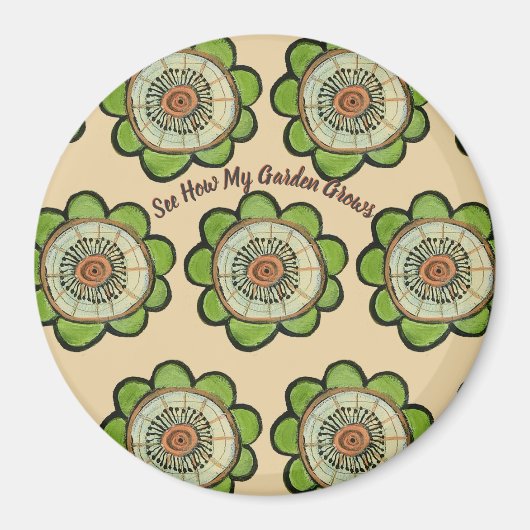 Magnet-Runde - Sehen Sie, wie mein Garten wächst Magnet (Vorne)