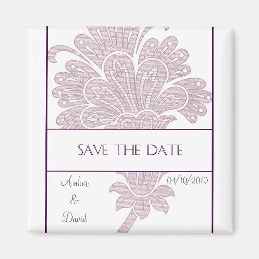 Magnet ~ Save the Date: Lila Paisley (Vorne)