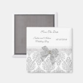 Magnet Save the Date Wedding Damask White (Vorderseite/Rückseite)