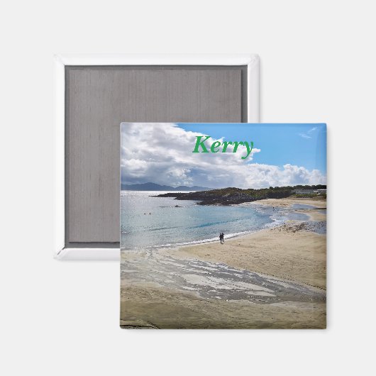 Magnet: Schöner Strand mit blauem Himmel; Irland Magnet (Vorderseite/Rückseite)