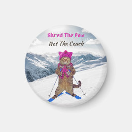 Magnet, Shred the Pow Ski Cat Magnet