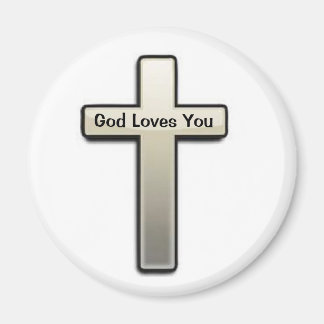 Magnet Silver Cross God Liebe You