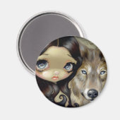 Magnet "Silver Mit Augen Wolf" (Vorderseite/Rückseite)