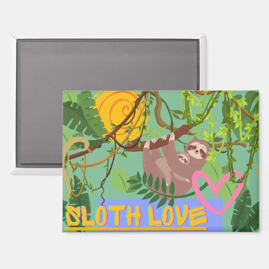 Magnet Sloth Liebe, Adorable Sloth in Tree (Vorderseite/Rückseite)