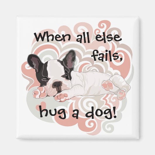Magnet Square umarmt einen Hund (Vorne)
