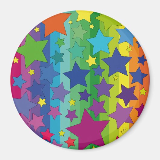 Magnet - Streifen und Sterne regenbogenfarben (Vorne)