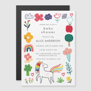 MAGNET Süße niedliche Einhorn-Baby-Shower-Einlad