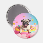 Magnet – Süßer glücklicher Mops  (Vorderseite/Rückseite)