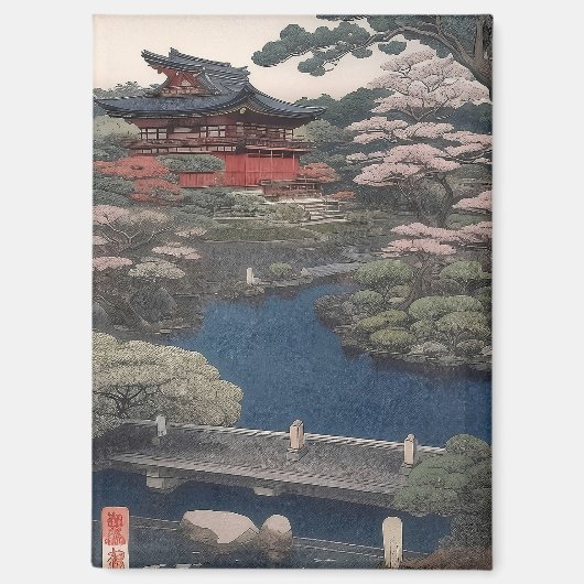 Magnet - Tempel am Fluss - Japan (Vorderseite)