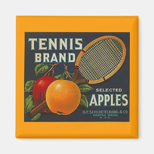 MAGNET ~ TENNIS MARKEN ÄPFEL VINTAGE FRUCHT ETIKET