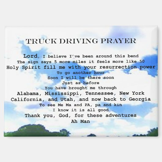 magnet-Truck driving prayer Magnet (Vorderseite)