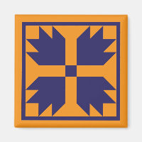 Magnet - UC Bärenpaw Quilt Block (blau auf Gold)