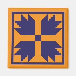 Magnet - UC Bärenpaw Quilt Block (blau auf Gold)